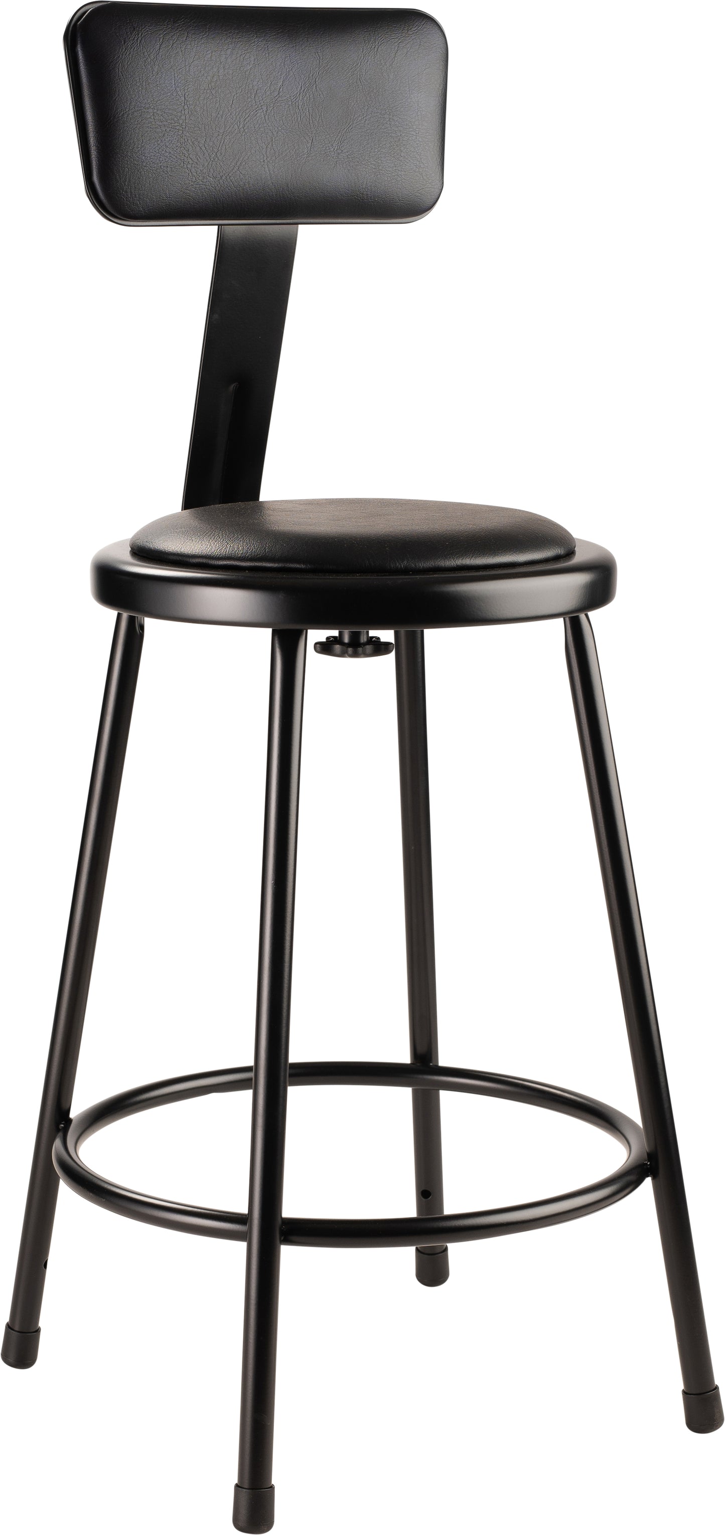 24" Heavy Duty Vinyl Padded Steel Stool With Backrest