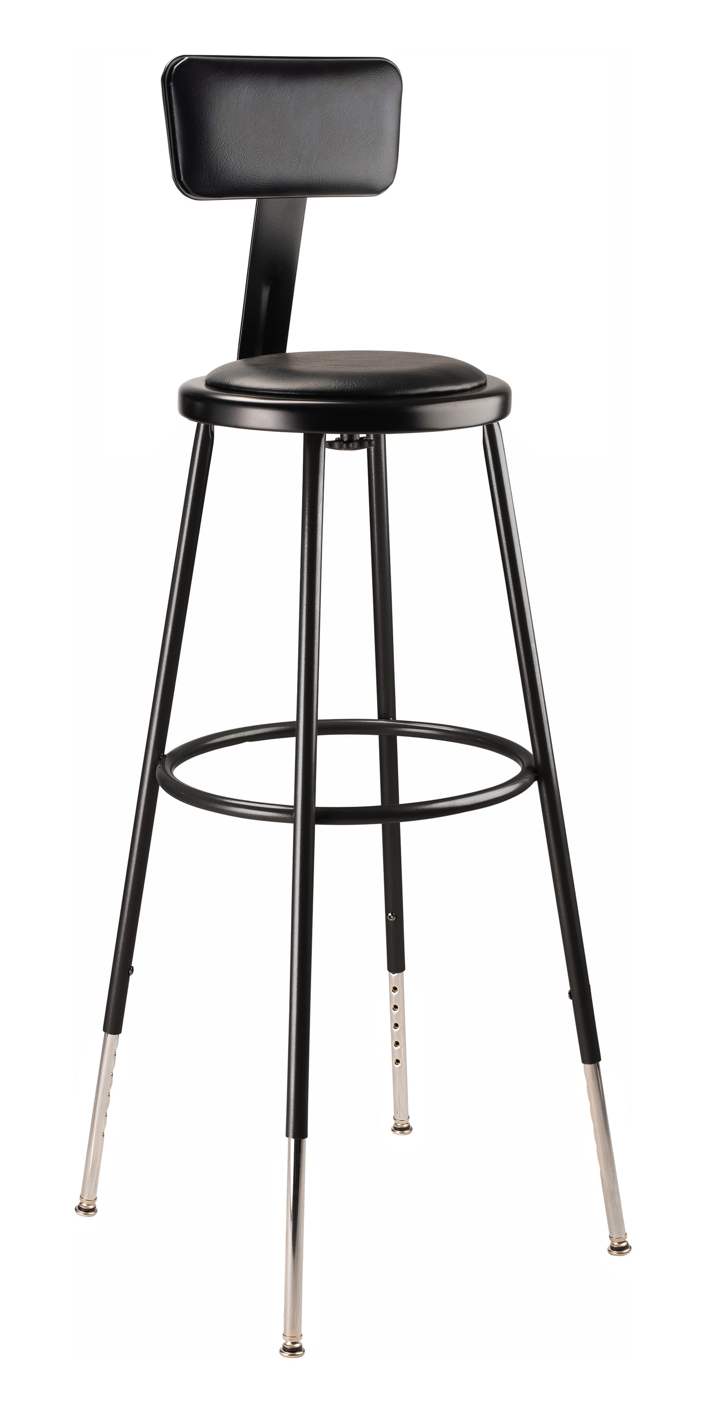 30.5 -38.5" Height Adjustable Heavy Duty Vinyl Padded Steel Stool With Backrest