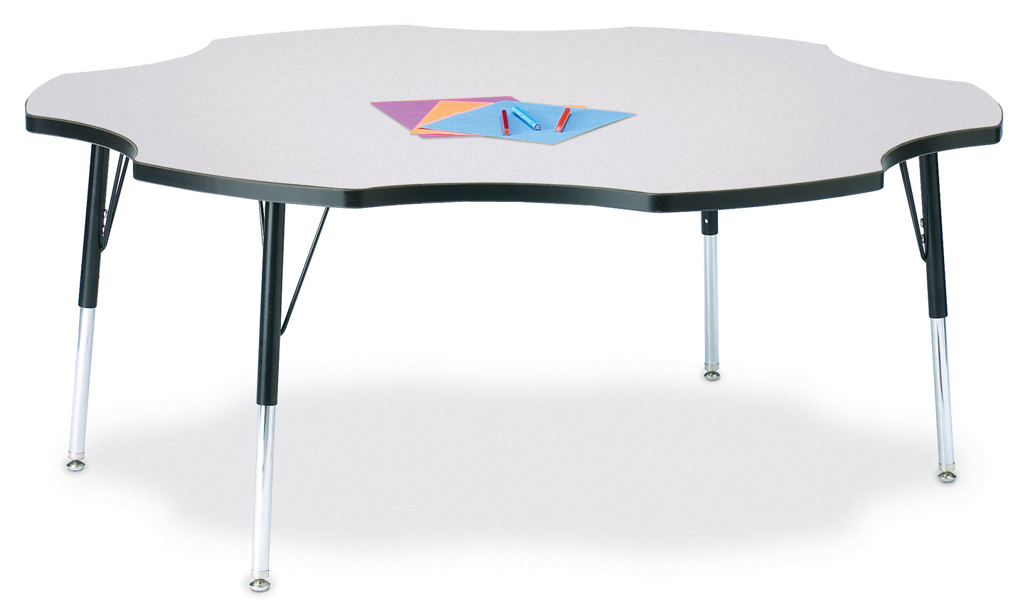 Berries Six Leaf Activity Table - 60", A-height - Freckled Gray/Gray/Gray