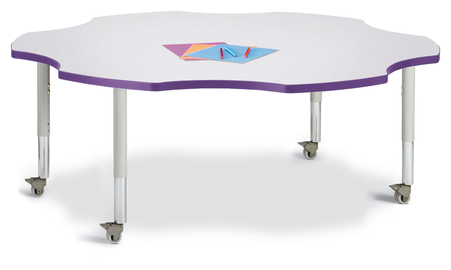 Berries Six Leaf Activity Table - 60", A-height - Freckled Gray/Gray/Gray