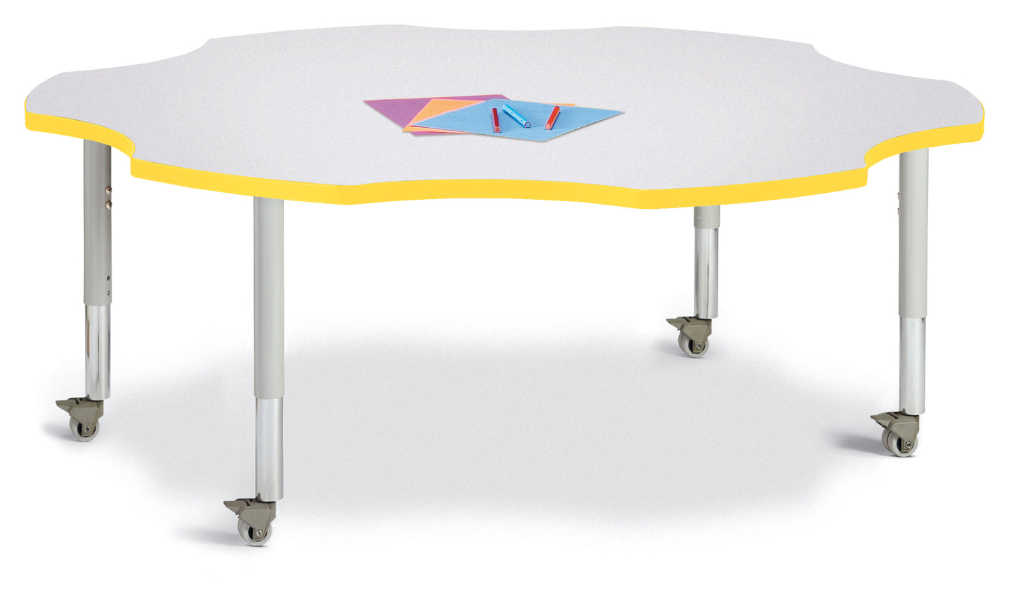 Berries Six Leaf Activity Table - 60", A-height - Freckled Gray/Gray/Gray
