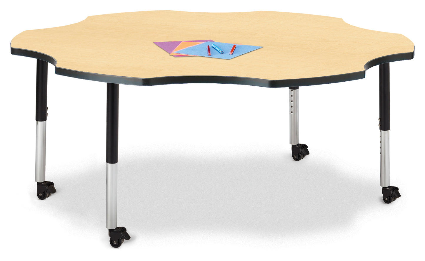 Berries Six Leaf Activity Table - 60", A-height - Freckled Gray/Gray/Gray