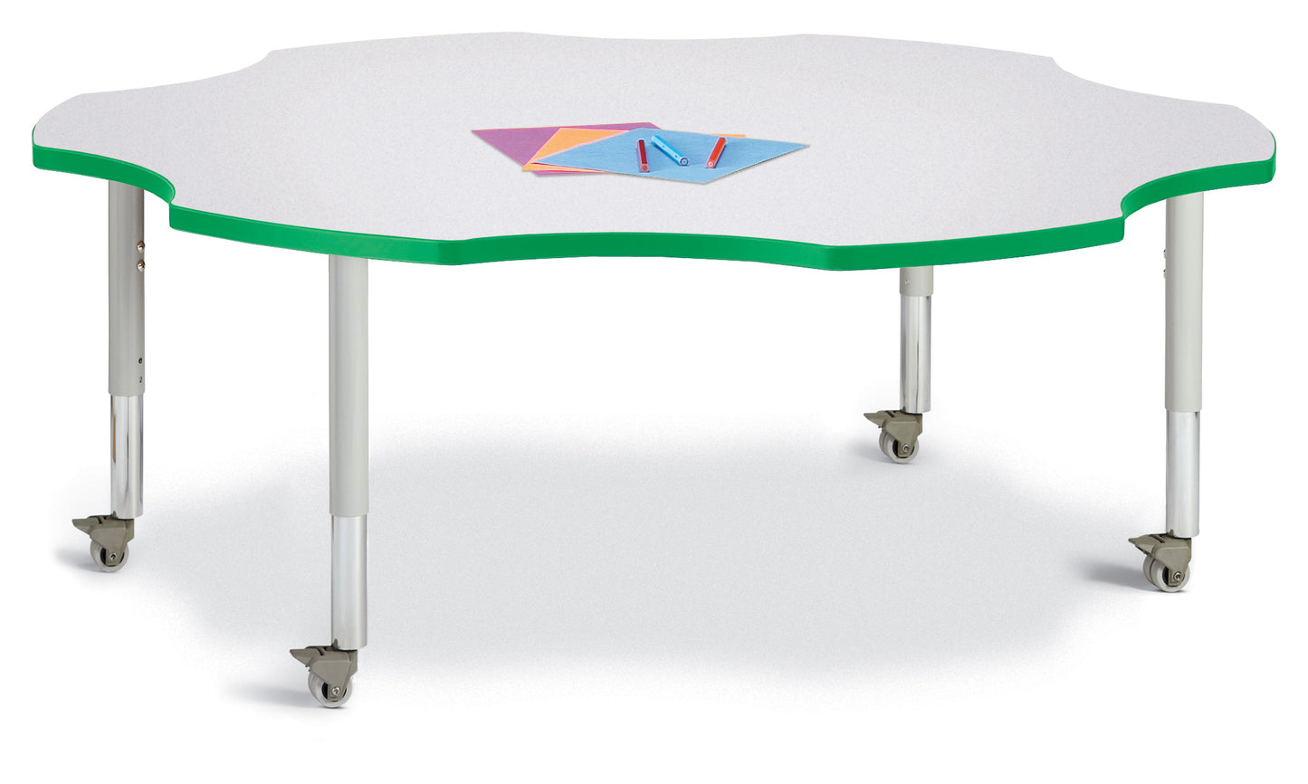 Berries Six Leaf Activity Table - 60", A-height - Freckled Gray/Gray/Gray