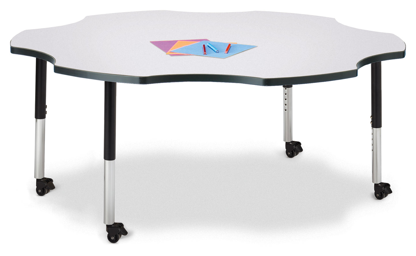 Berries Six Leaf Activity Table - 60", A-height - Freckled Gray/Gray/Gray