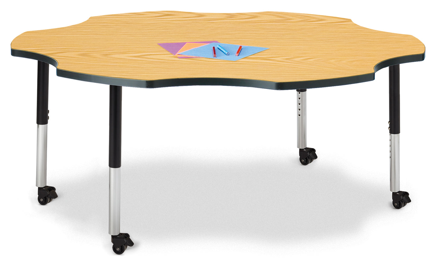 Berries Six Leaf Activity Table - 60", A-height - Freckled Gray/Gray/Gray