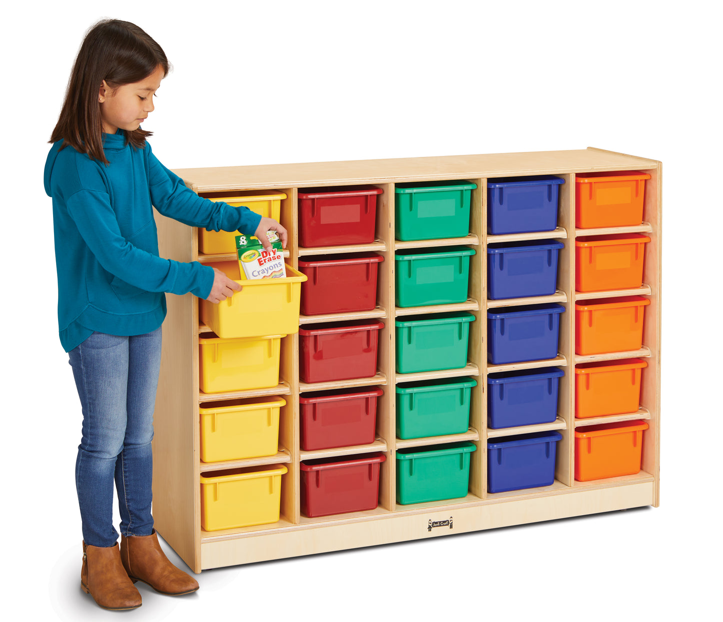 Jonti-Craft 25 Cubbie-Tray Mobile Storage - without Trays - Magnetic Write-n-Wipe Back