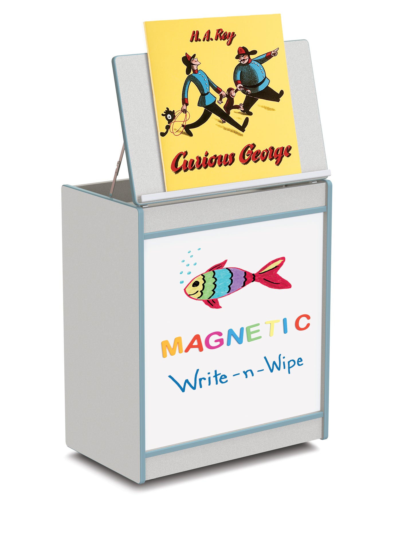 Rainbow Accents Big Book Easel - Magnetic Write-n-Wipe - Blue