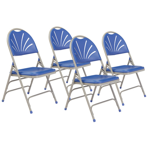 1100 Series Deluxe Fan Back With Triple Brace Double Hinge Folding Chair (Pack of 4)