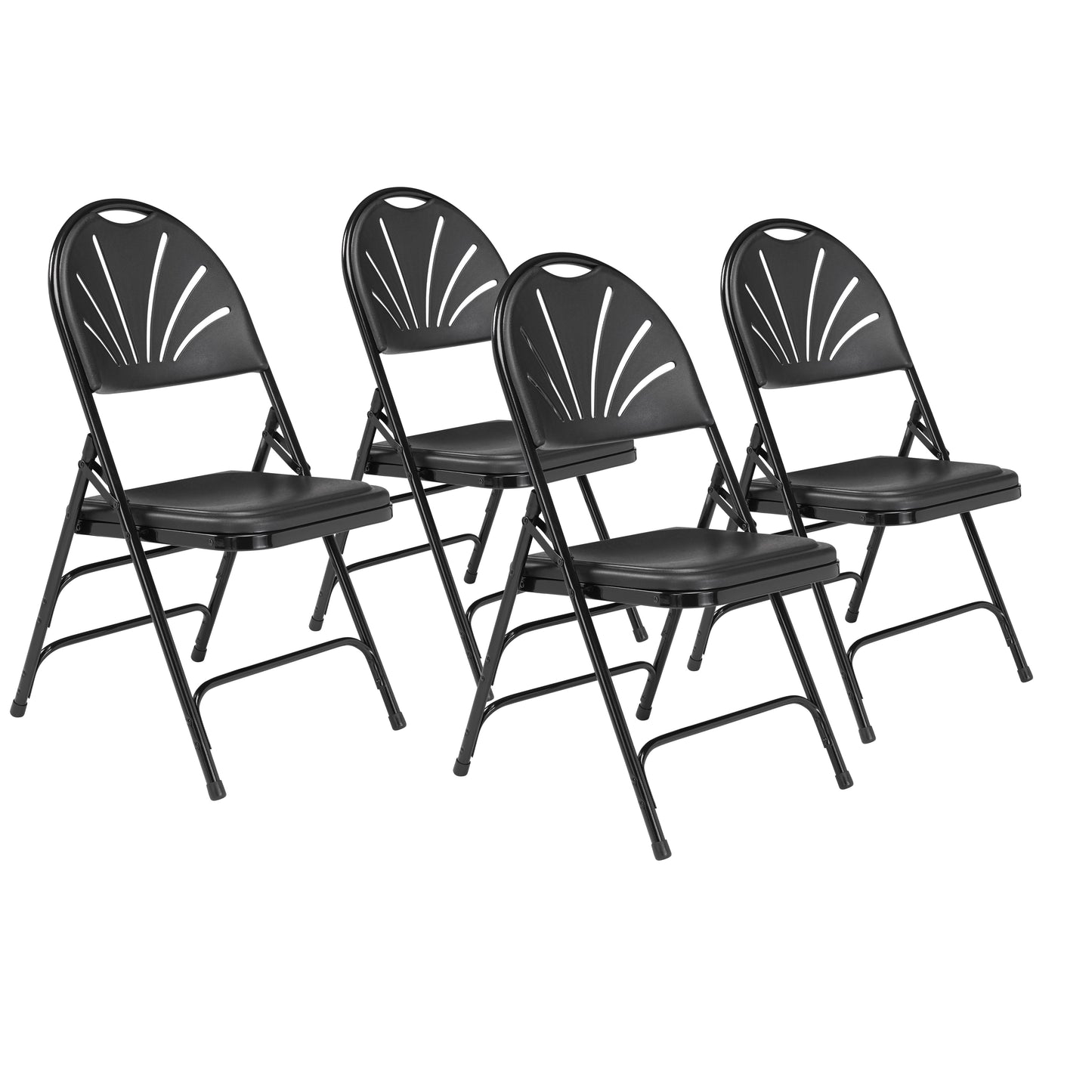 1100 Series Deluxe Fan Back With Triple Brace Double Hinge Folding Chair (Pack of 4)