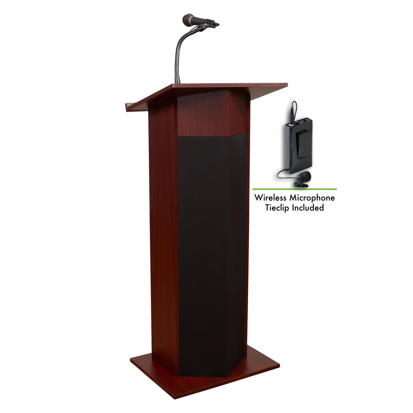 Power Plus Lectern with Wireless Tie Clip/ Lavalier Mic