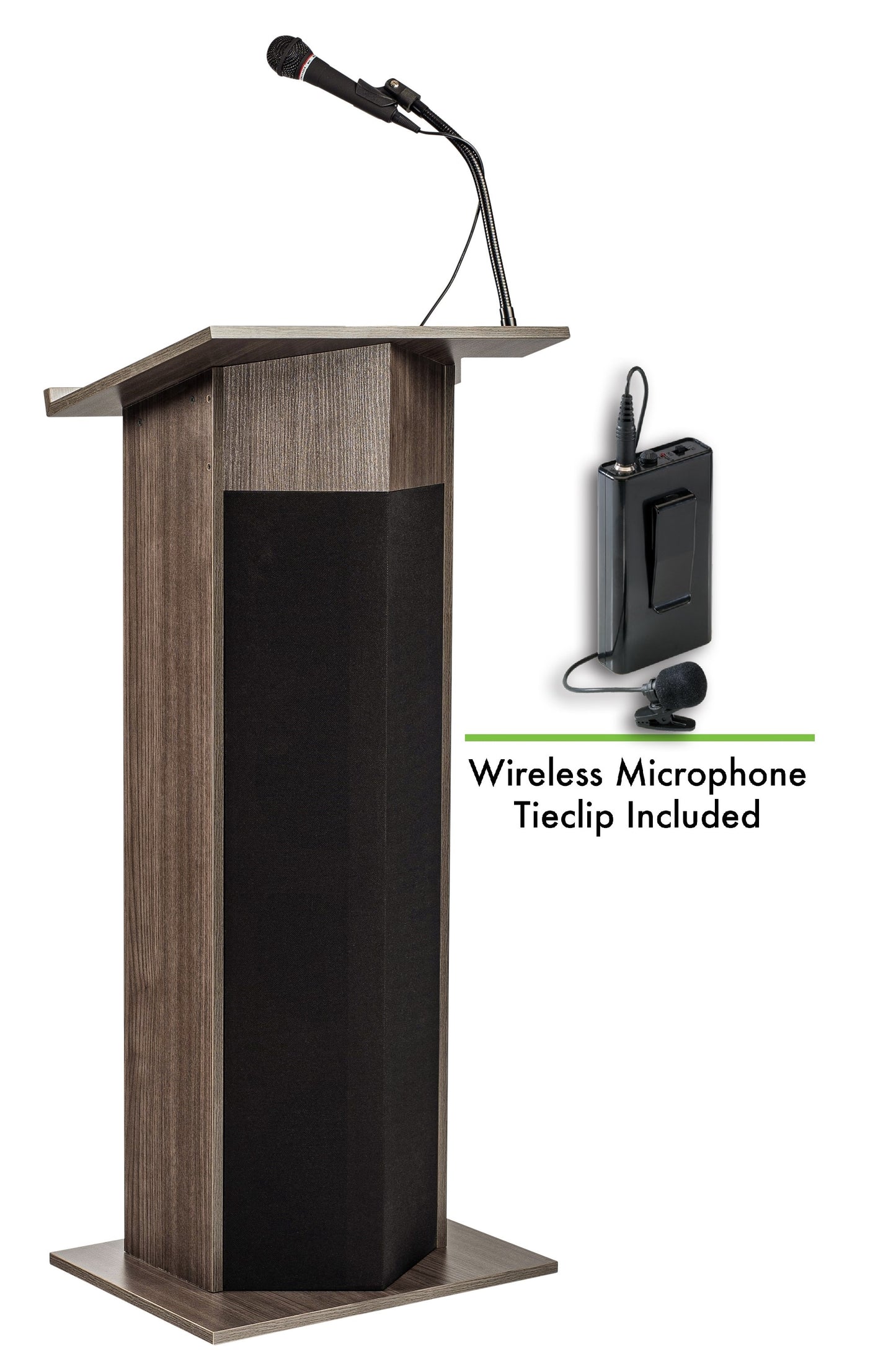 Power Plus Lectern with Wireless Tie Clip/ Lavalier Mic