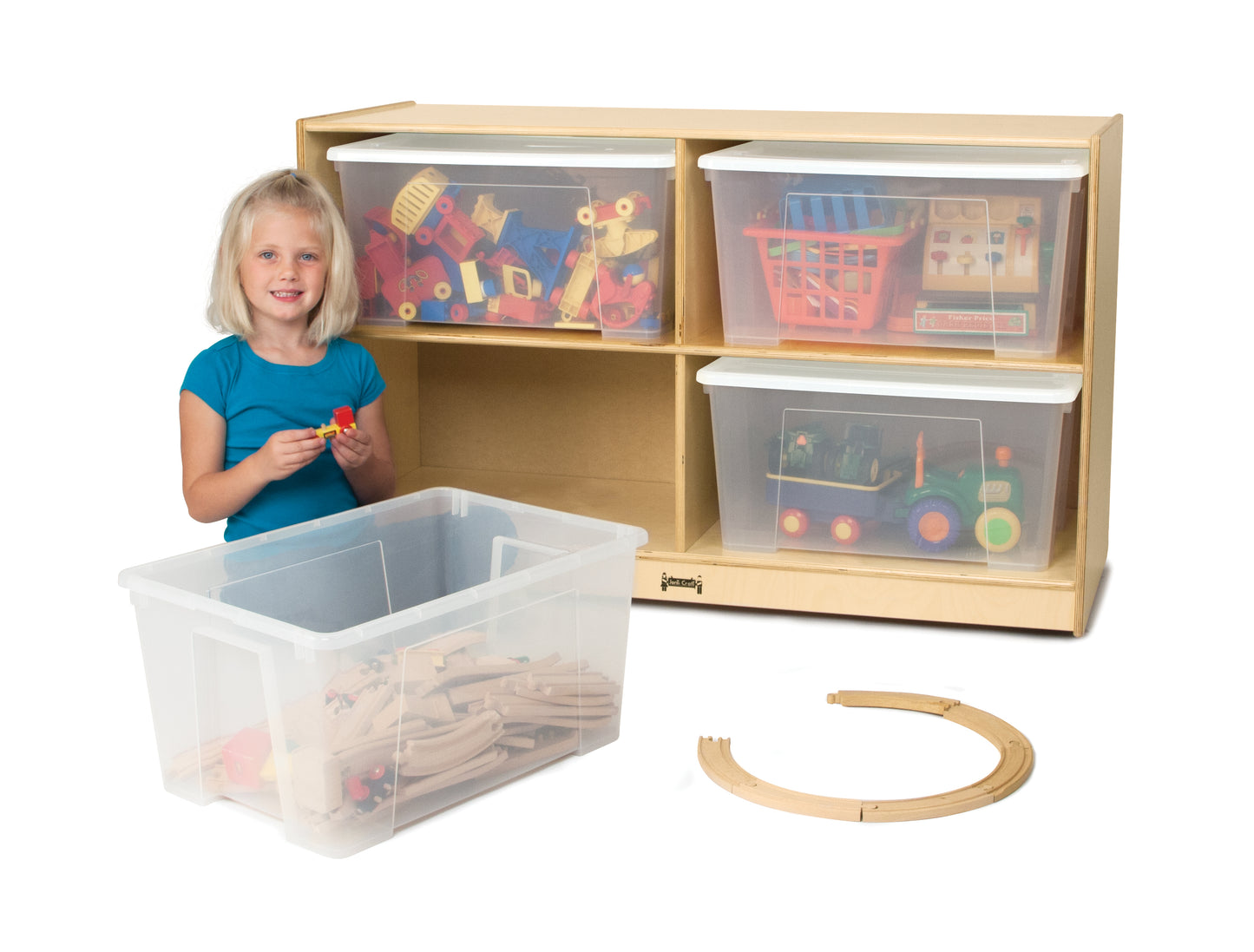 Jonti-Craft Jumbo Tote Storage – with Clear Jumbo Totes + Lids