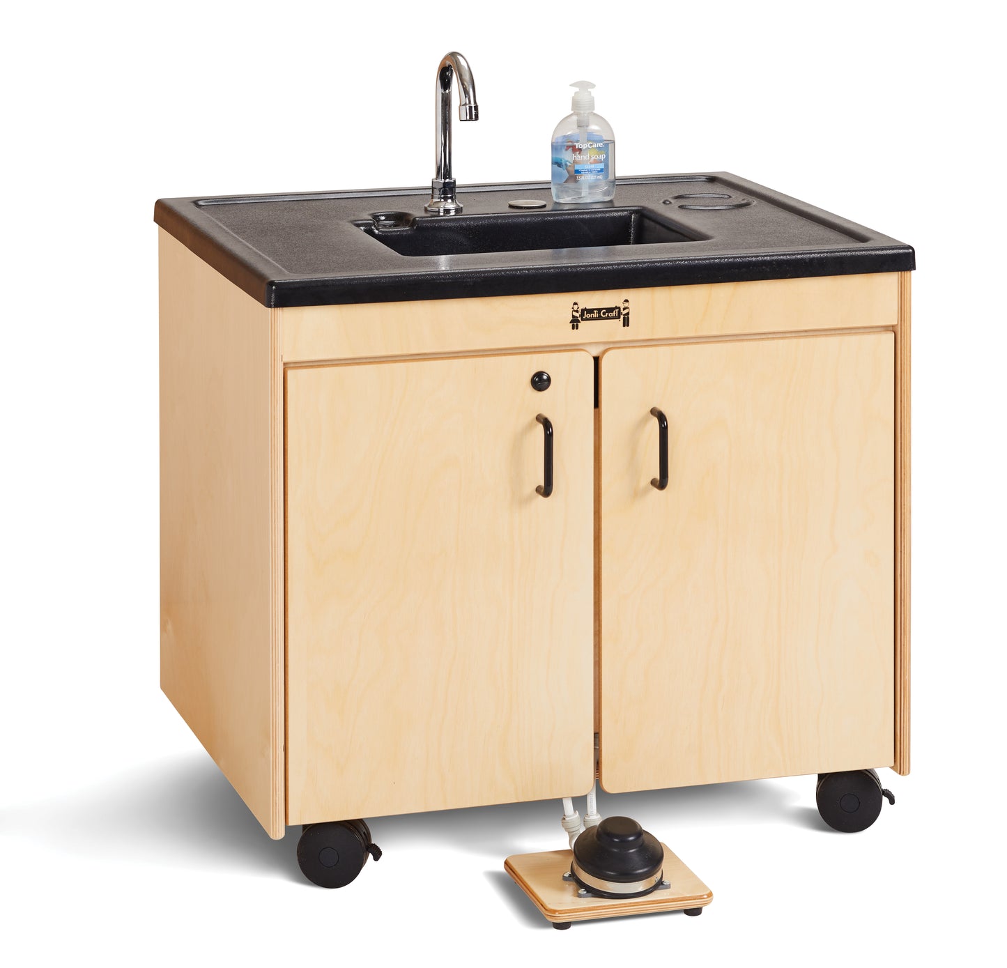 Jonti-Craft Clean Hands Helper Portable Sink – Nonelectric - 26" Counter - Plastic Sink