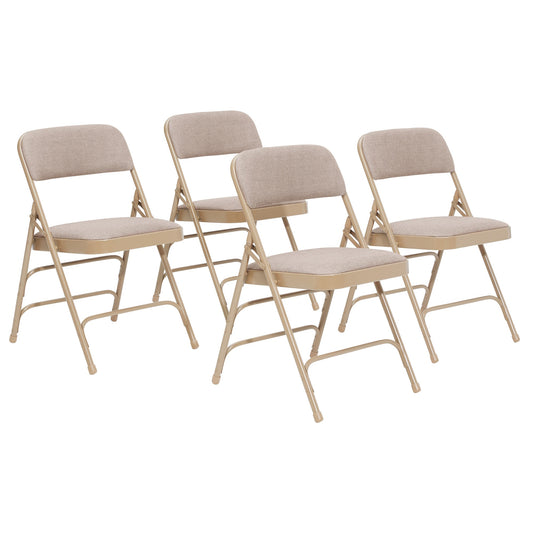 2300 Series Deluxe Fabric Upholstered Triple Brace Double Hinge Premium Folding Chair (Pack of 4)