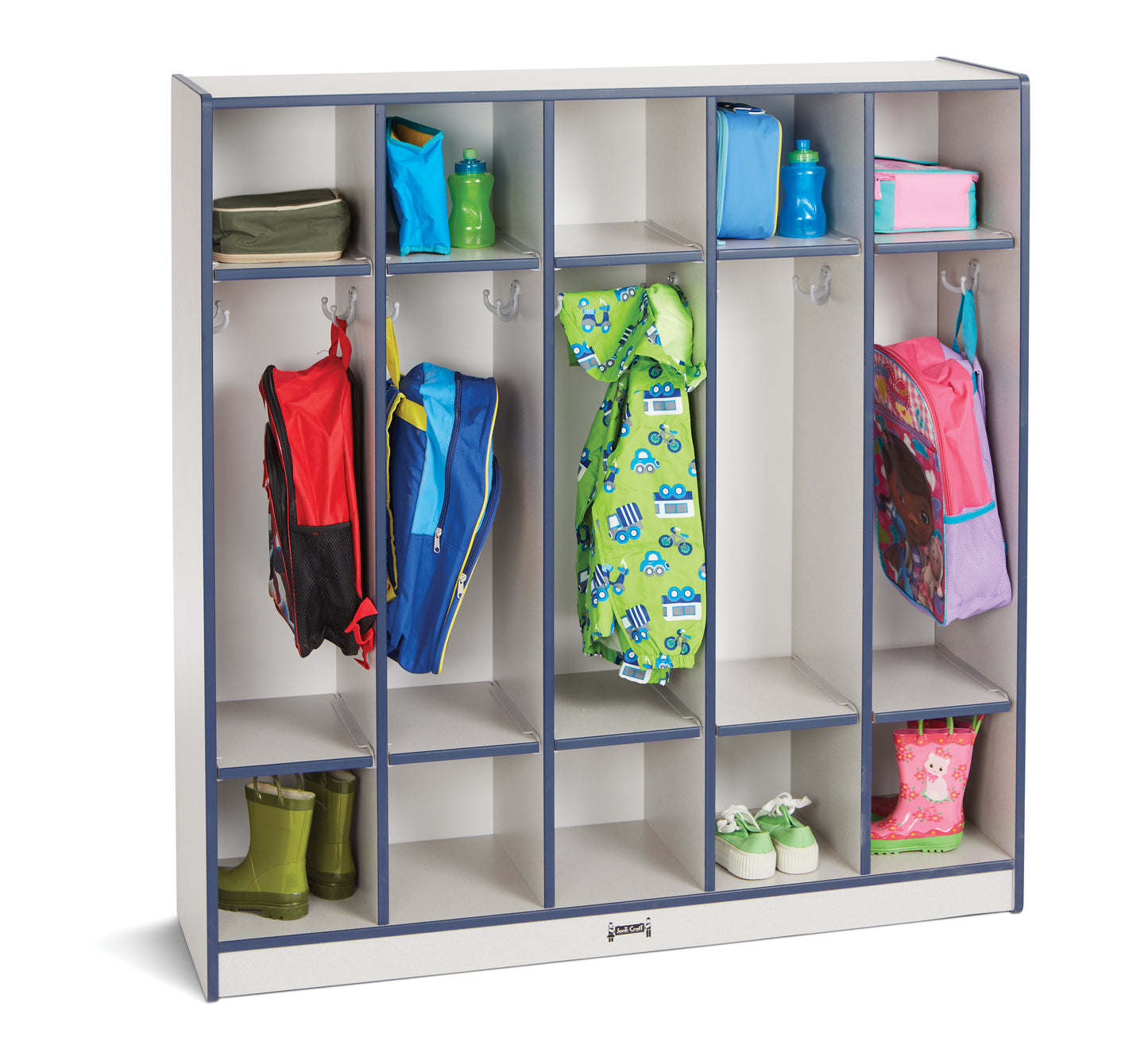 Rainbow Accents 5 Section Coat Locker - Blue