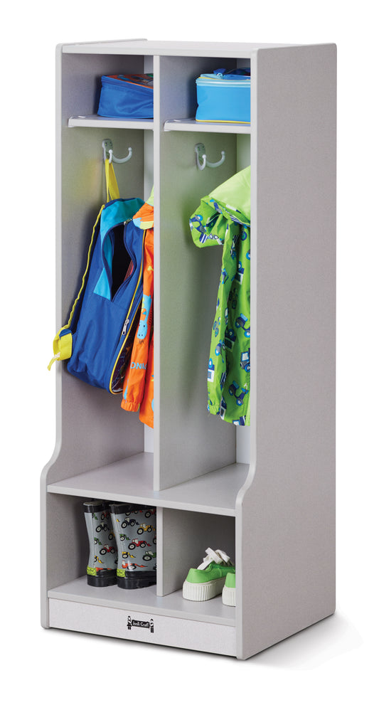 Rainbow Accents 2 Section Coat Locker with Step   - Gray