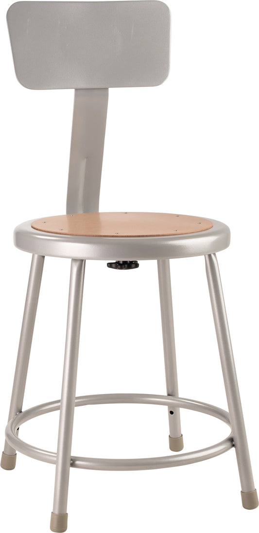 18" Heavy Duty Steel Stool With Backrest