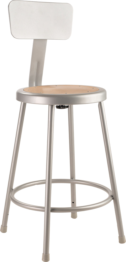 24" Heavy Duty Steel Stool With Backrest