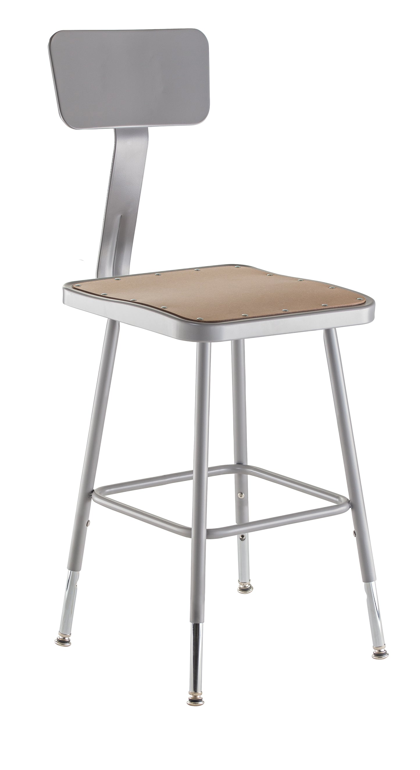 18 -26" Height Adjustable Heavy Duty Square Seat Steel Stool With Backrest