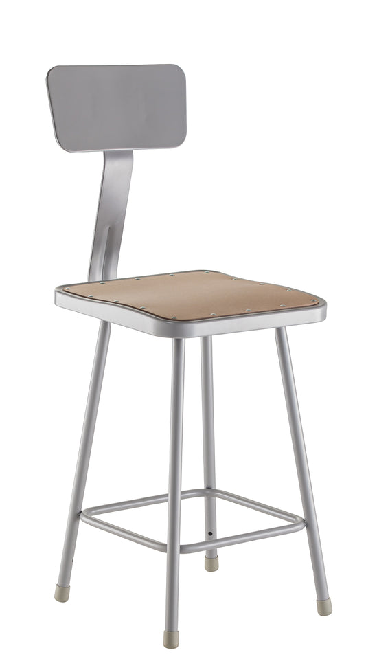 23.25" Heavy Duty Square Seat Steel Stool With Backrest