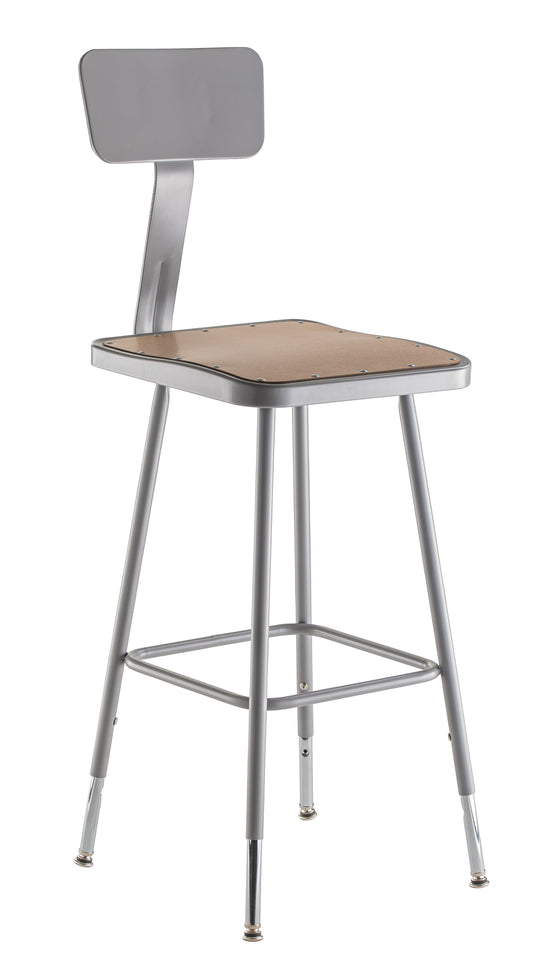 23.75 -31.75" Height Adjustable Heavy Duty Square Seat Steel Stool With Backrest