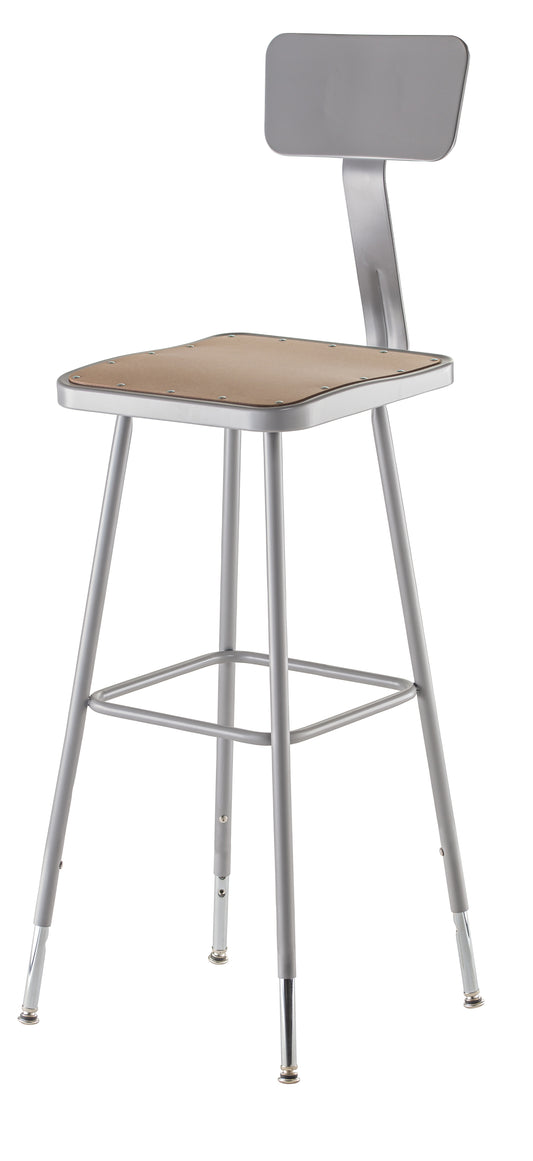 30.75 -38.75" Height Adjustable Heavy Duty Square Seat Steel Stool With Backrest