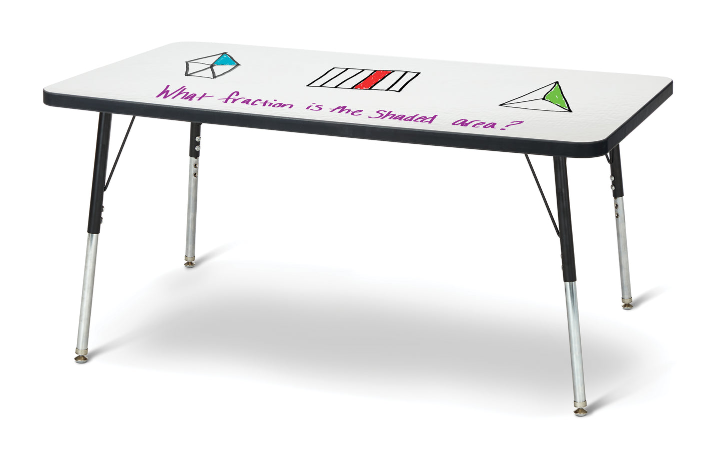 Berries Rectangle Dry Erase Table - 24" x 48", A-height - Write-n-Wipe/Black/Black