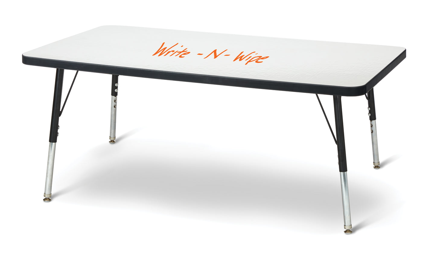 Berries Rectangle Dry Erase Table - 24" x 48", A-height - Write-n-Wipe/Black/Black