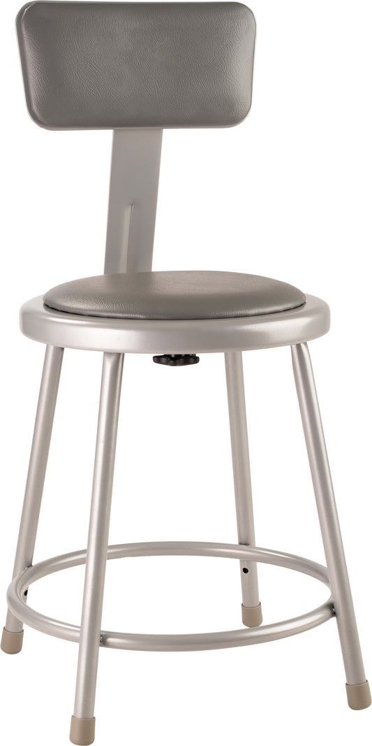 18" Heavy Duty Vinyl Padded Steel Stool With Backrest