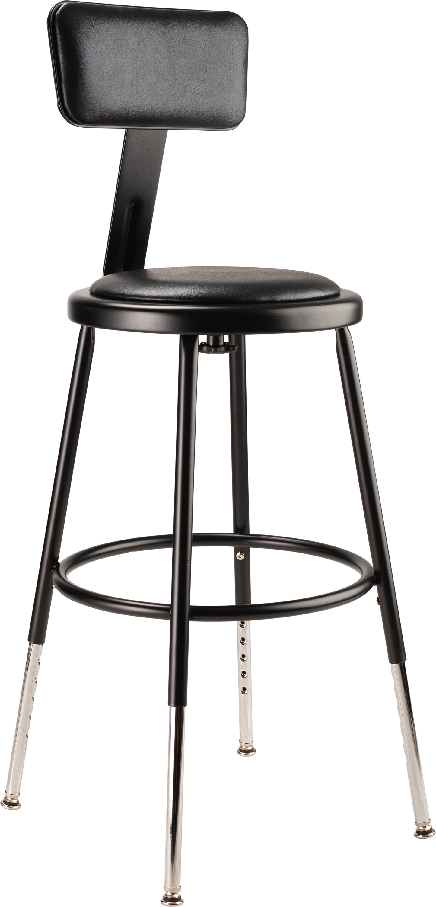 18.5 -26.5" Height Adjustable Heavy Duty Vinyl Padded Steel Stool With Backrest