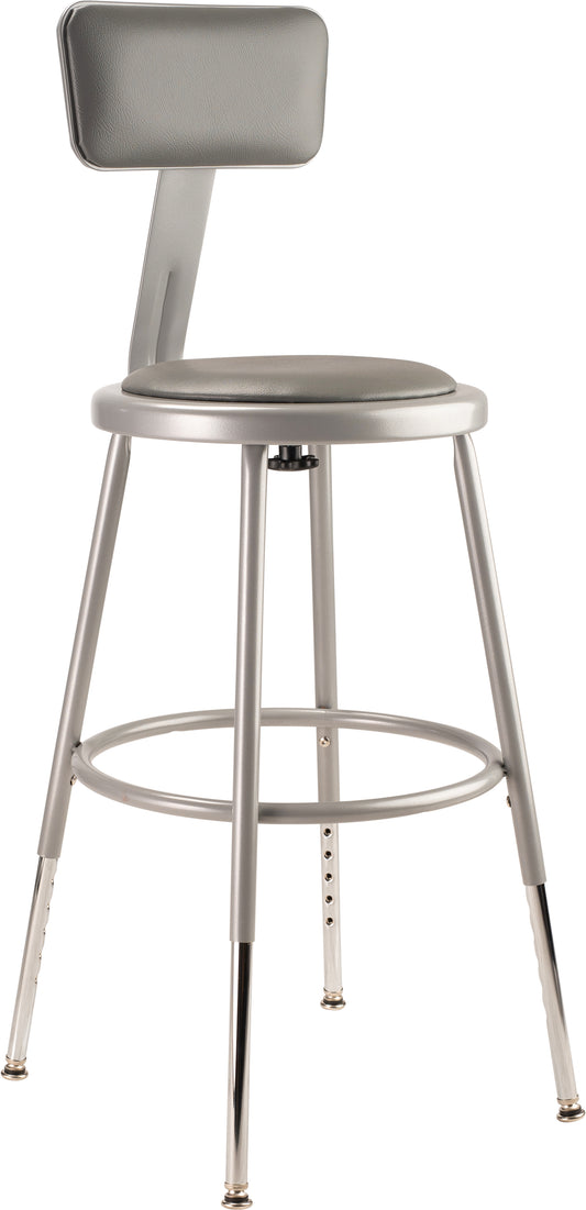 18.5 -26.5" Height Adjustable Heavy Duty Vinyl Padded Steel Stool With Backrest