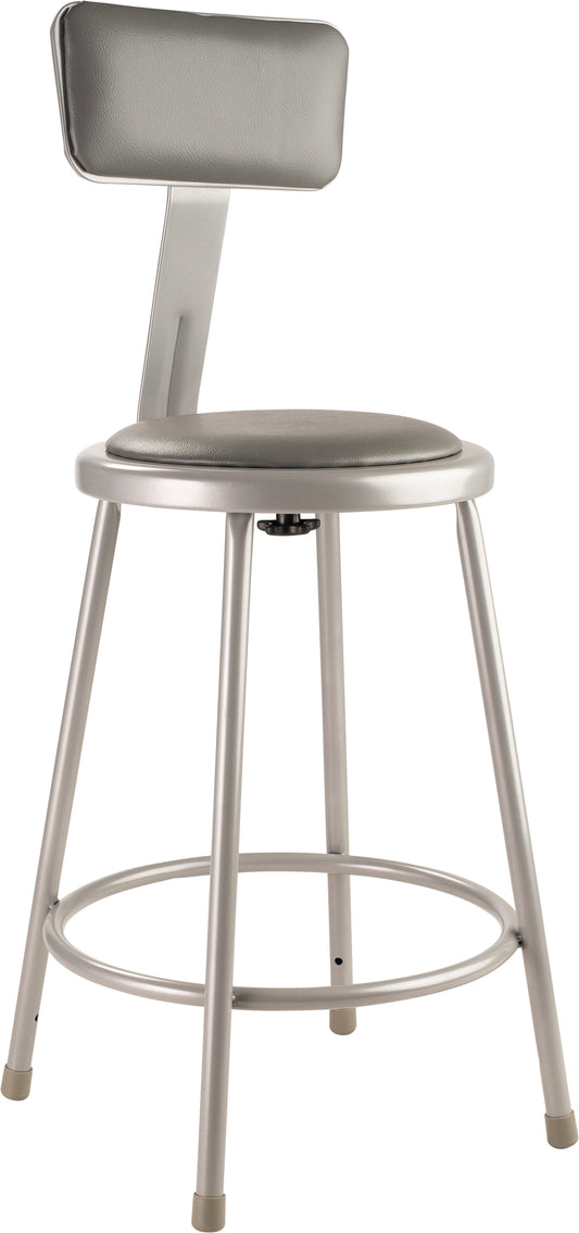 24" Heavy Duty Vinyl Padded Steel Stool With Backrest