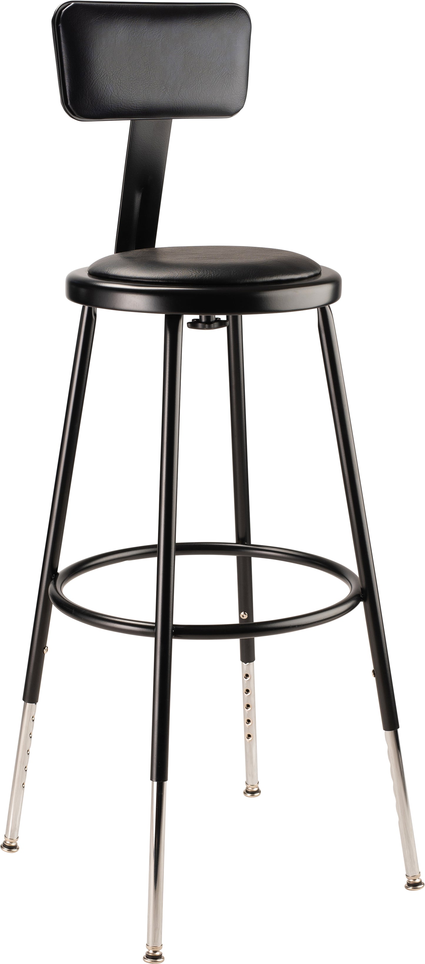 24.5 -32.5" Height Adjustable Heavy Duty Vinyl Padded Steel Stool With Backrest