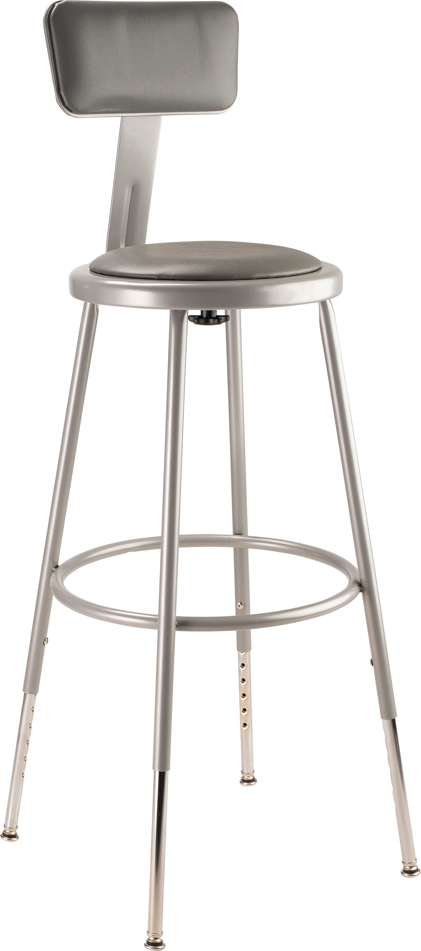 24.5 -32.5" Height Adjustable Heavy Duty Vinyl Padded Steel Stool With Backrest