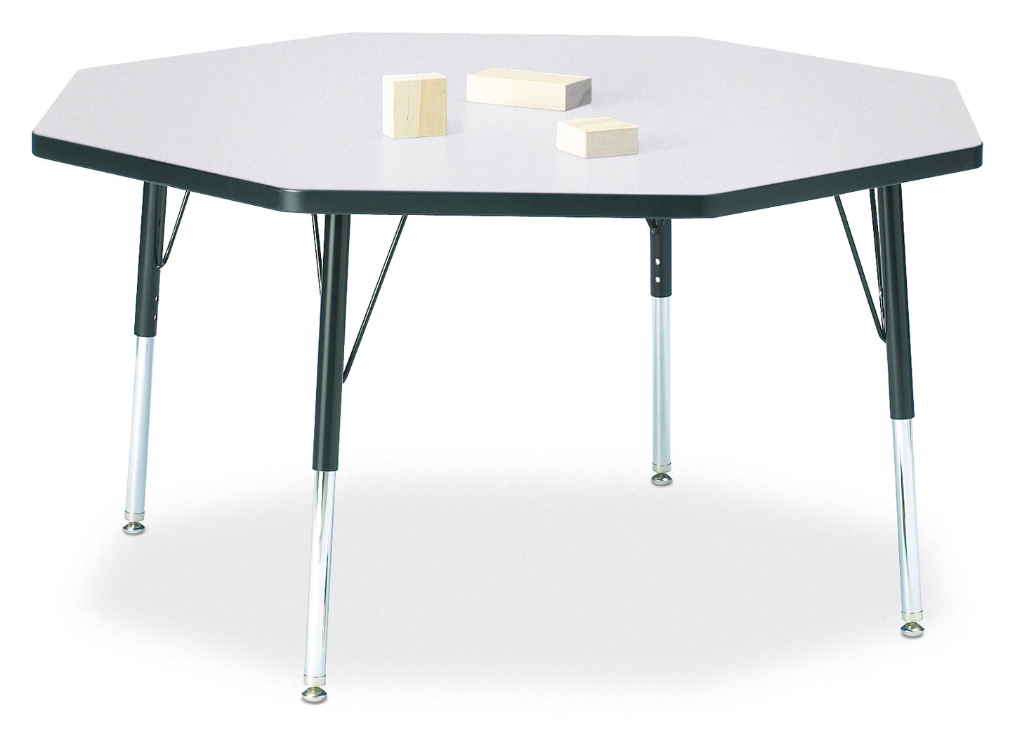 Berries Octagon Activity Table - 48" X 48", A-height - Freckled Gray/Gray/Gray