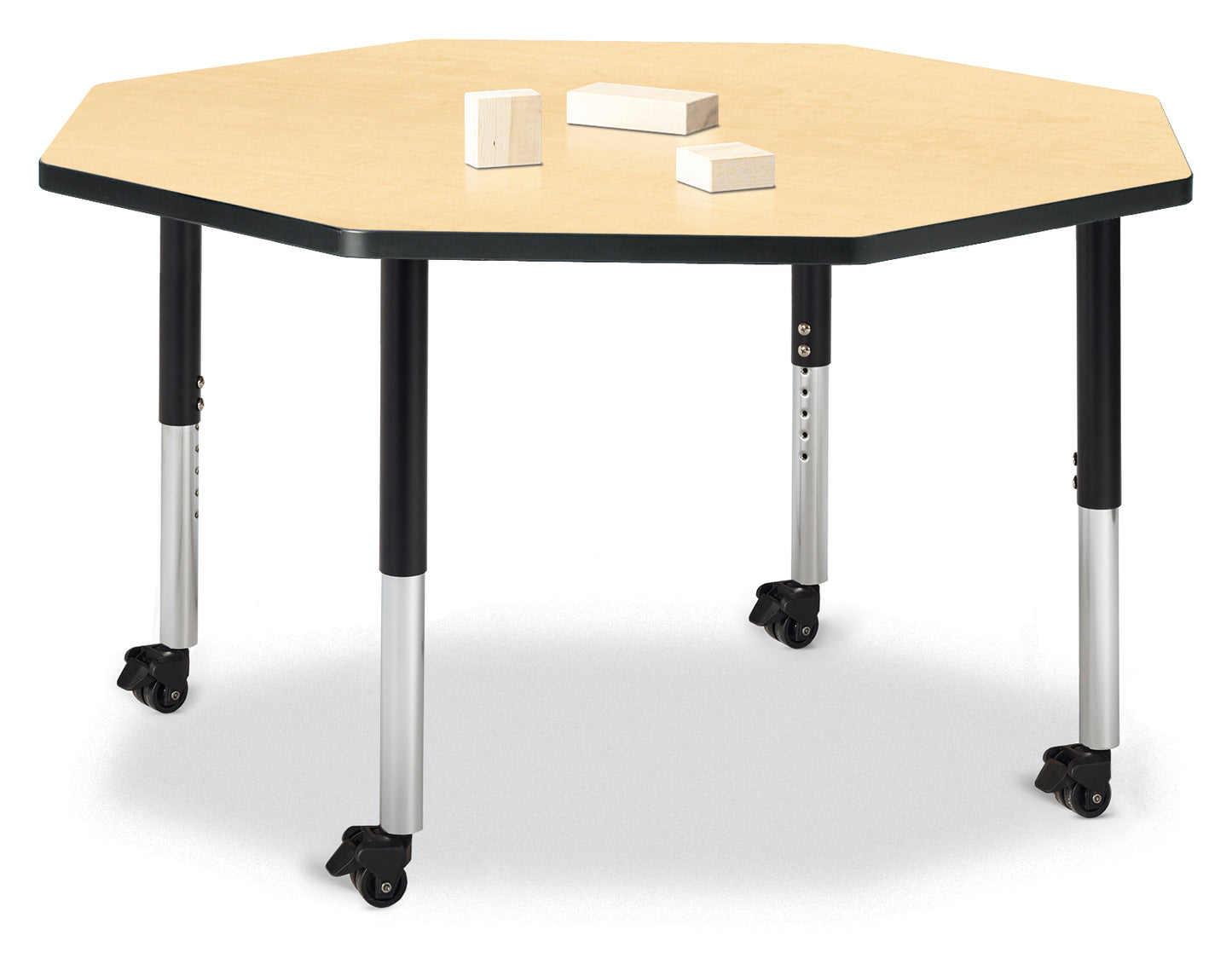 Berries Octagon Activity Table - 48" X 48", A-height - Freckled Gray/Gray/Gray