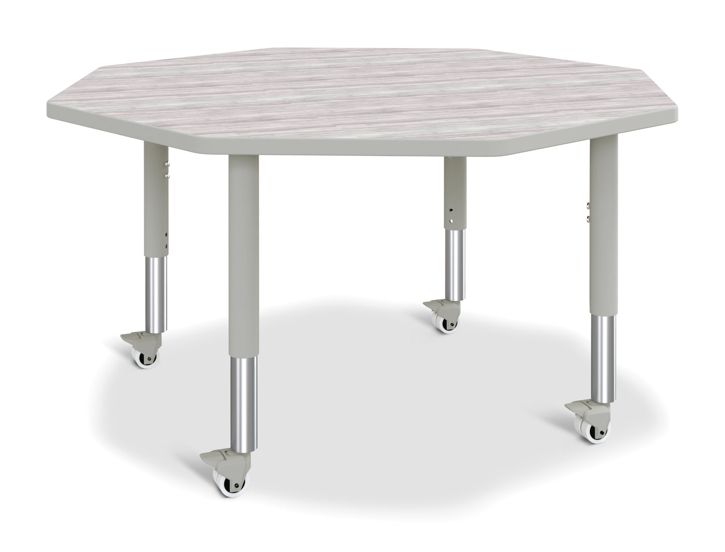 Berries Octagon Activity Table - 48" X 48", A-height - Freckled Gray/Gray/Gray