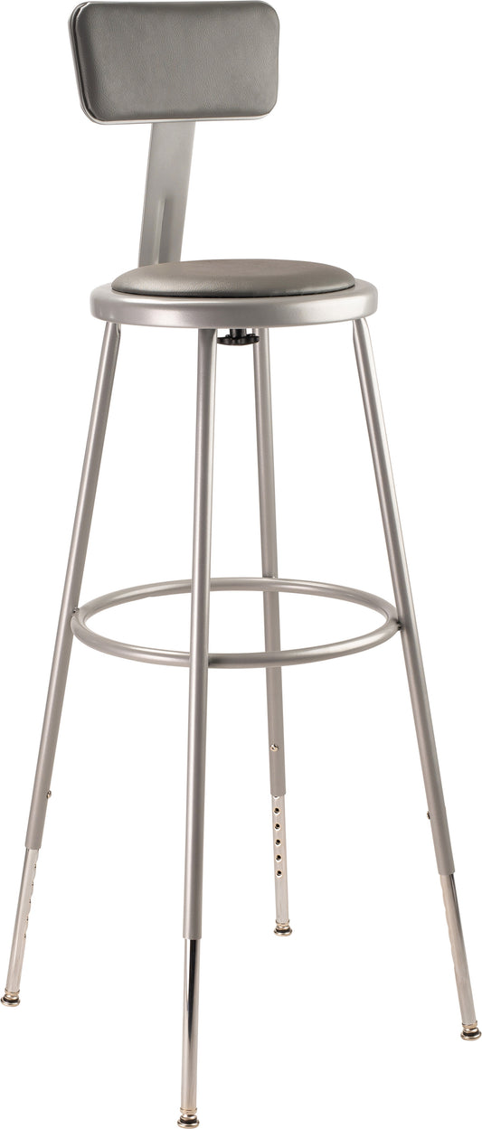 30.5 -38.5" Height Adjustable Heavy Duty Vinyl Padded Steel Stool With Backrest