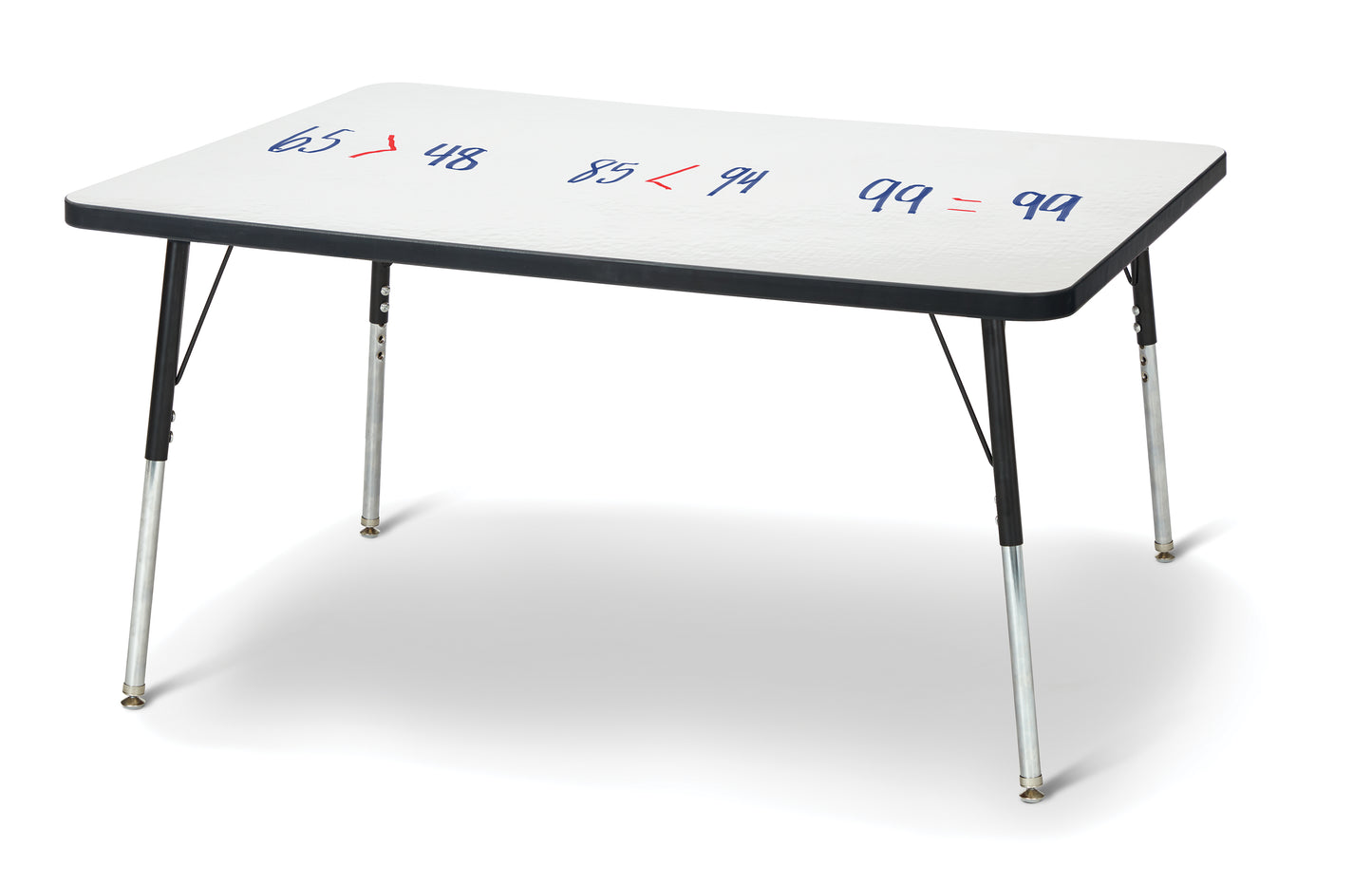 Berries Rectangle Dry Erase Table - 24" x 48", A-height - Write-n-Wipe/Black/Black