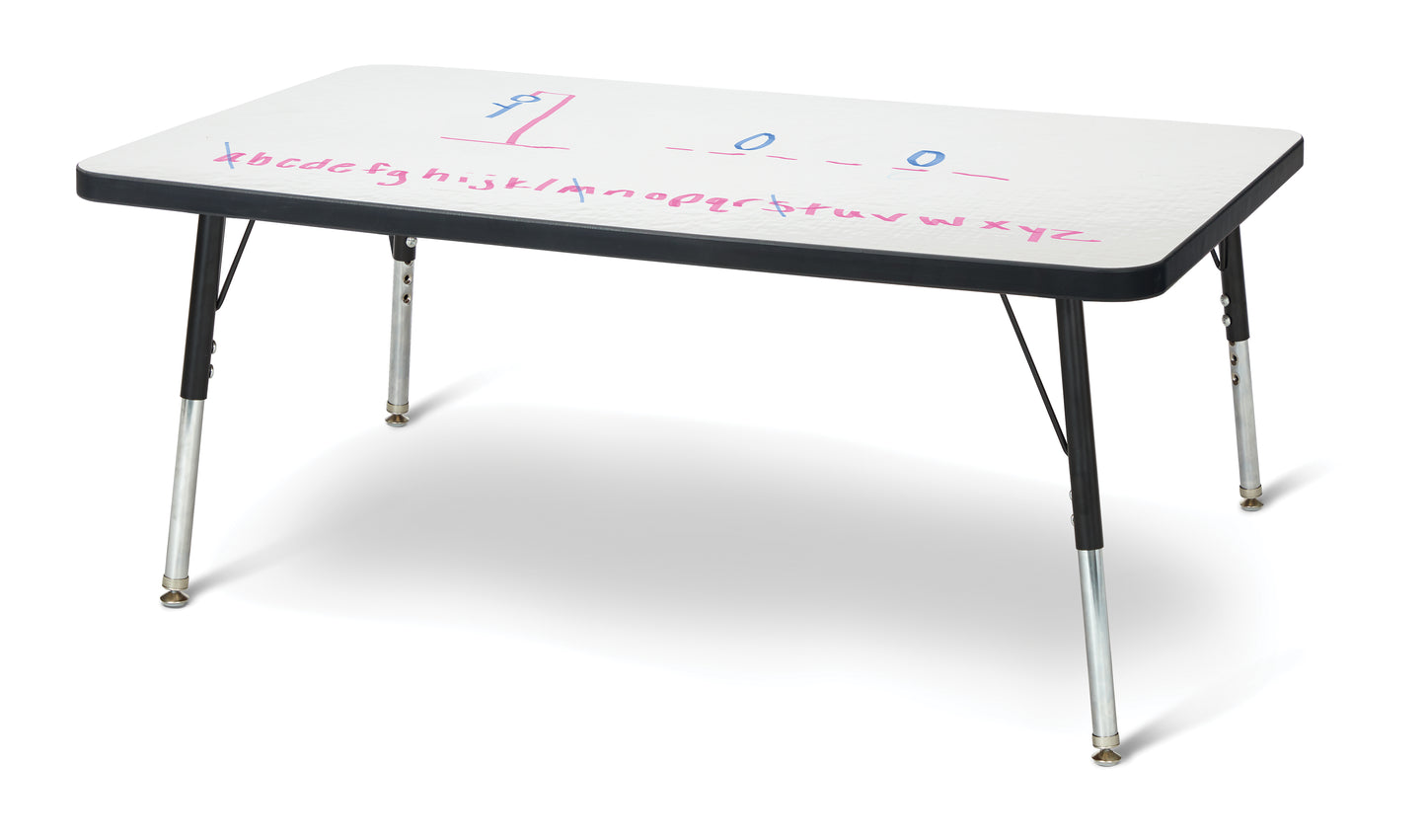 Berries Rectangle Dry Erase Table - 24" x 48", A-height - Write-n-Wipe/Black/Black