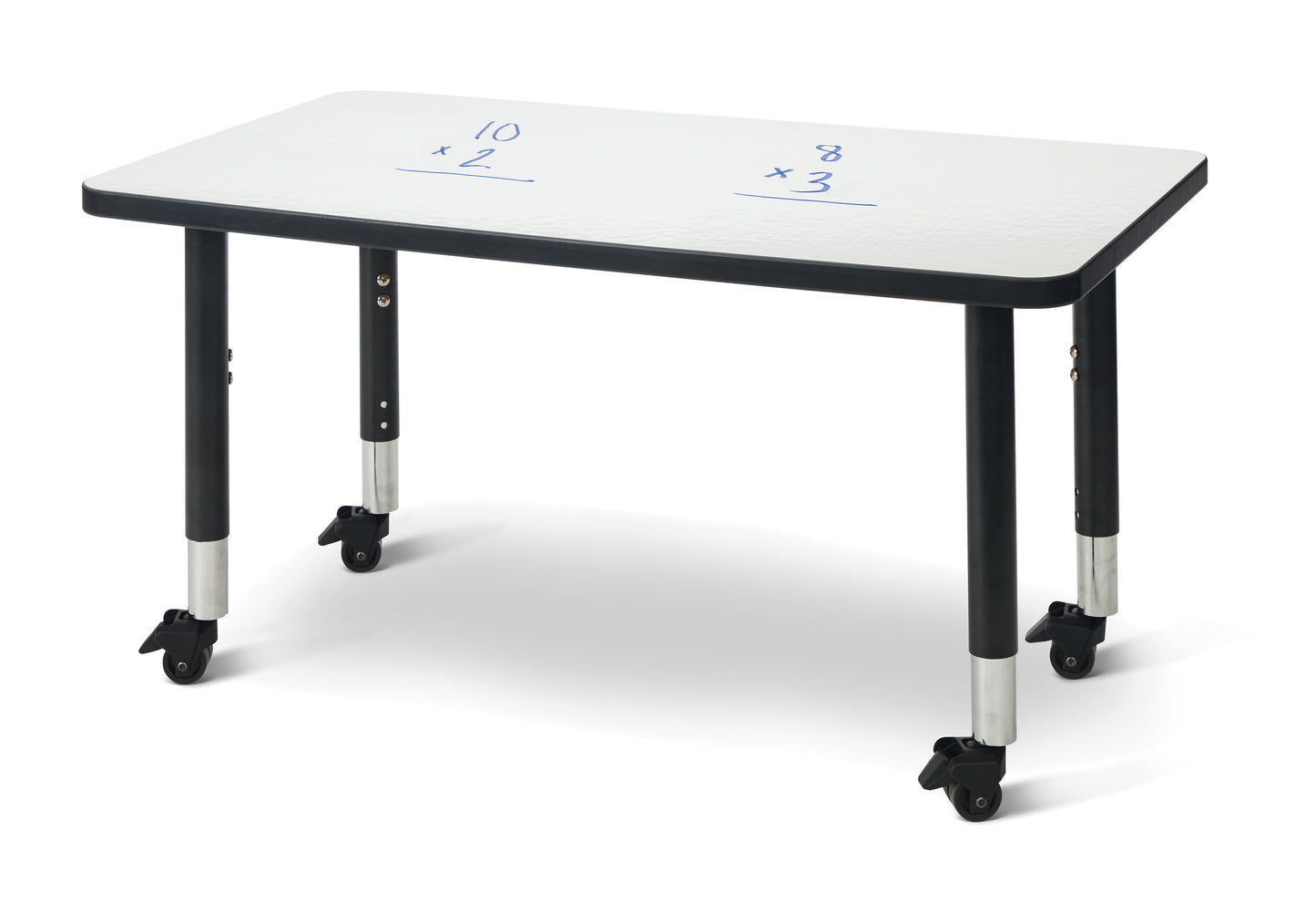 Berries Rectangle Dry Erase Table - 24" x 48", A-height - Write-n-Wipe/Black/Black