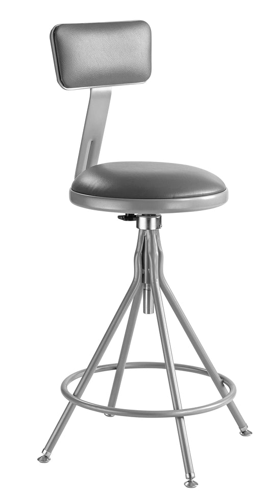 24 -30" Height Adjustable Heavy Duty Vinyl Padded Swivel Steel Stool With Backrest