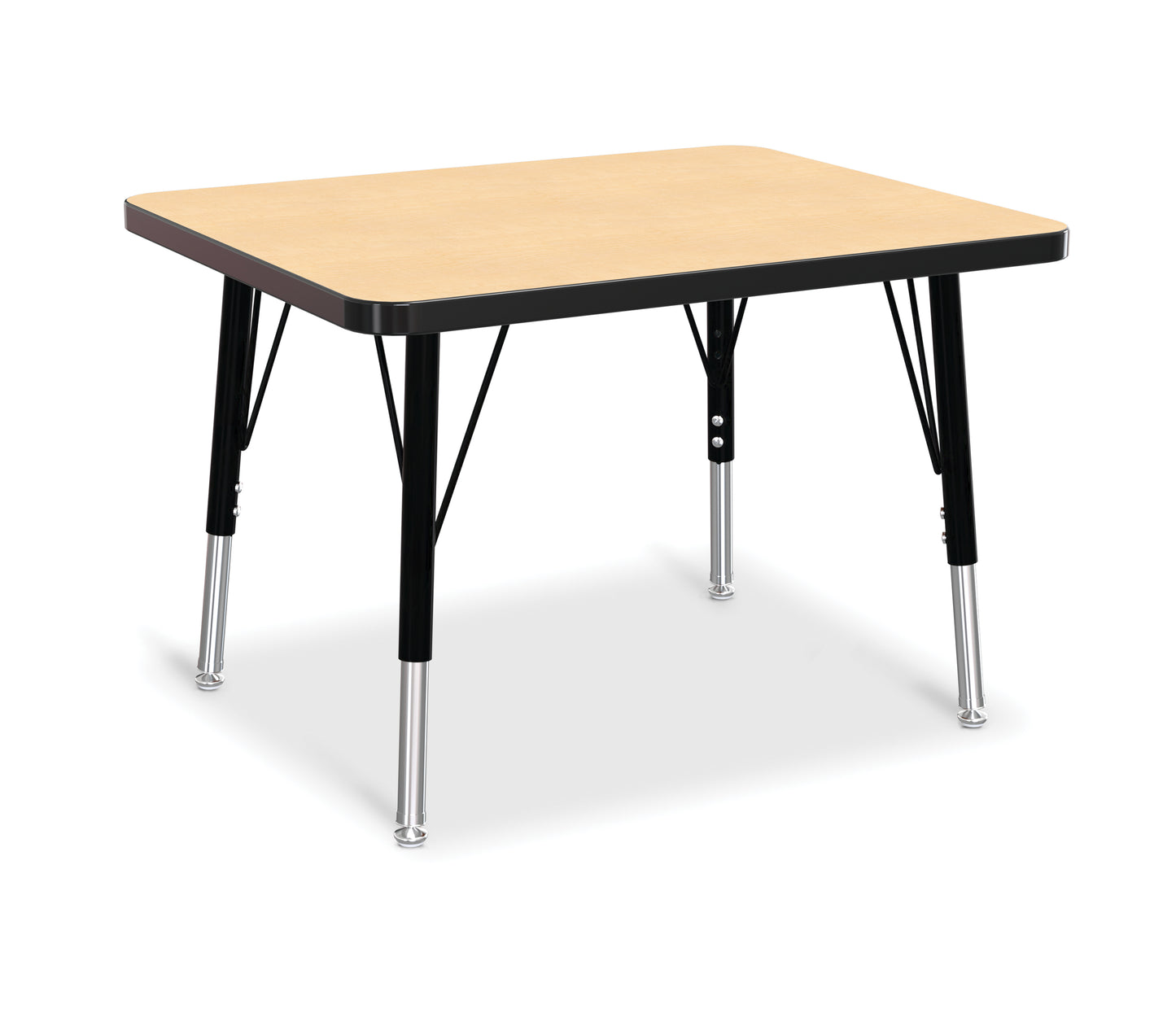 Berries Rectangle Student Desk -  24" X 30", A-height - Maple/Black/Black