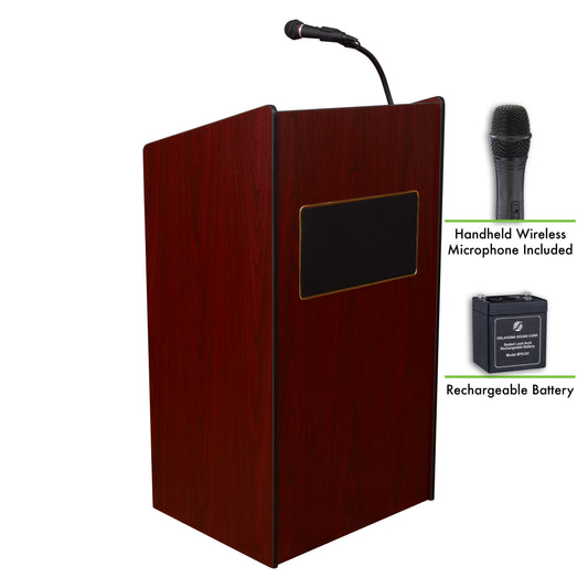 Aristocrat Sound Lectern and Rechargeable Battery with Wireless Handheld Mic