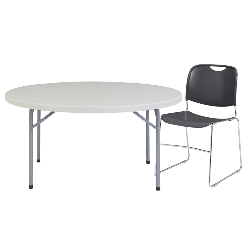 Round Tables & Stacker Chairs