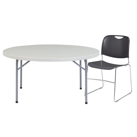 Round Tables & Stacker Chairs