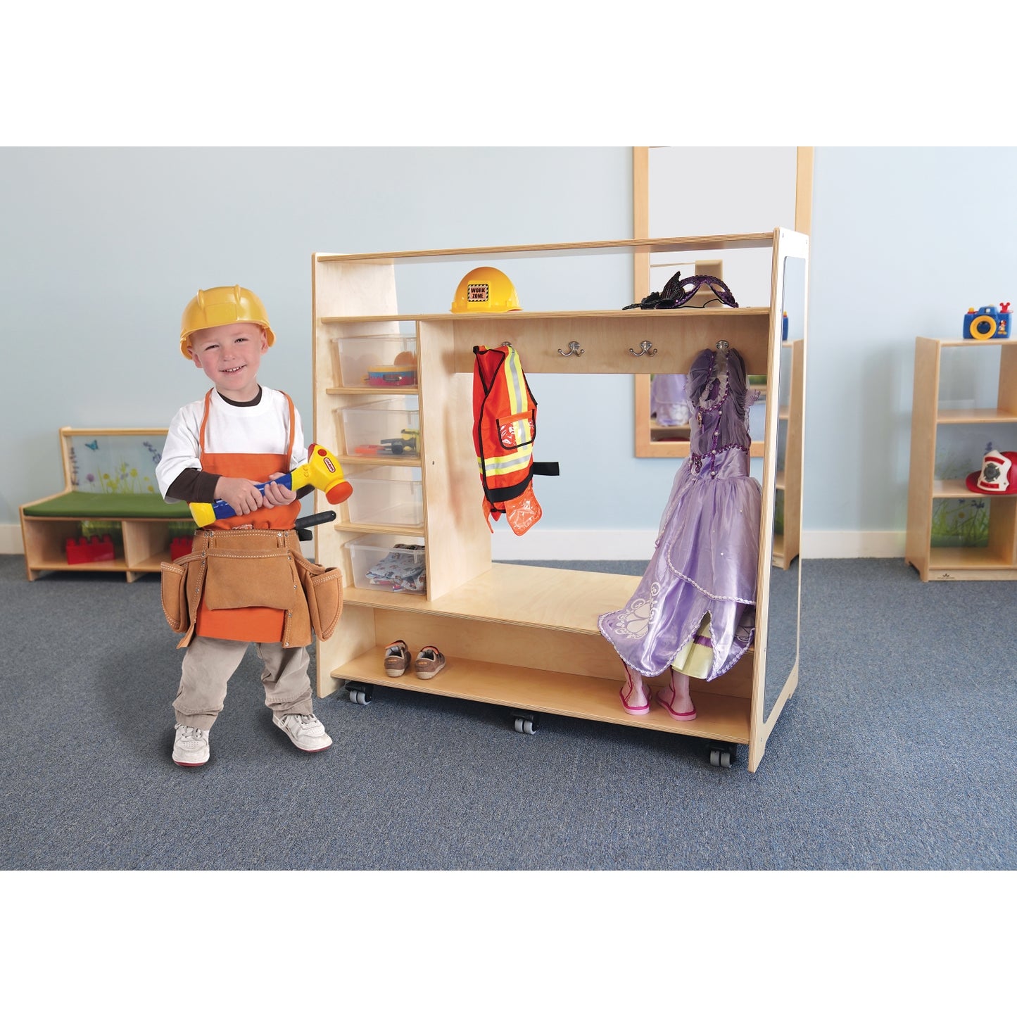 Mobile Dress-Up Center With Trays And Mirror