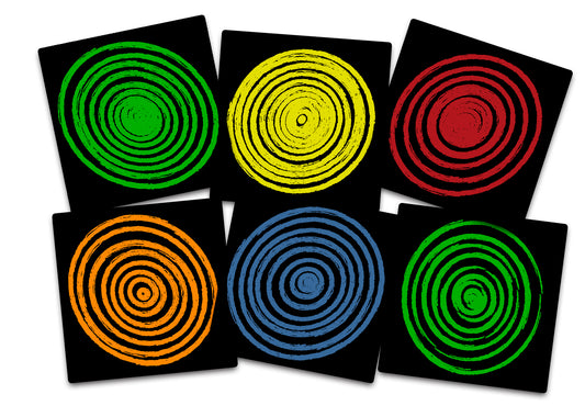 CIRCLES BLACK MULTI (SET OF 6)