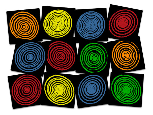 CIRCLES BLACK MULTI (SET OF 12)